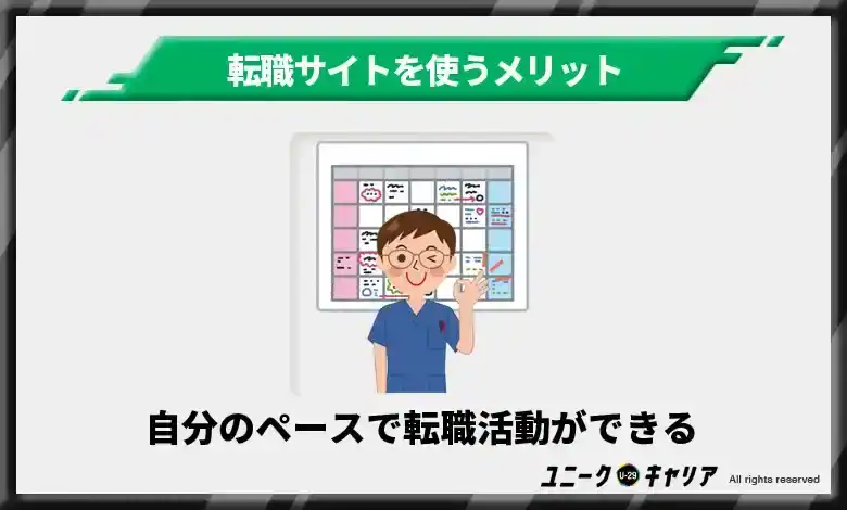 自分のペースで転職活動ができる