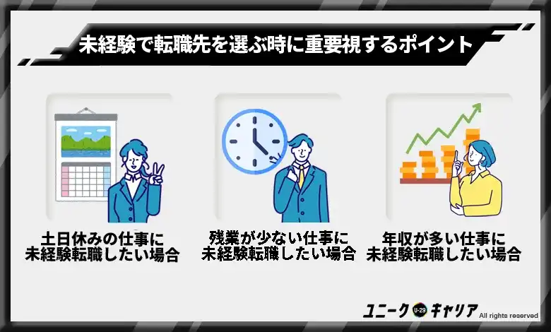 【ケース別】未経験で転職先を選ぶ時に重要視する3つのポイント