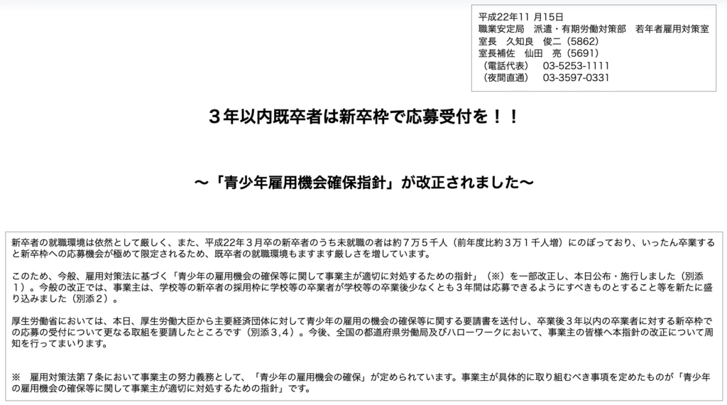 既卒者　新卒枠　3年以内　転職　中途採用　就職　仕事　正社員　成功　失敗